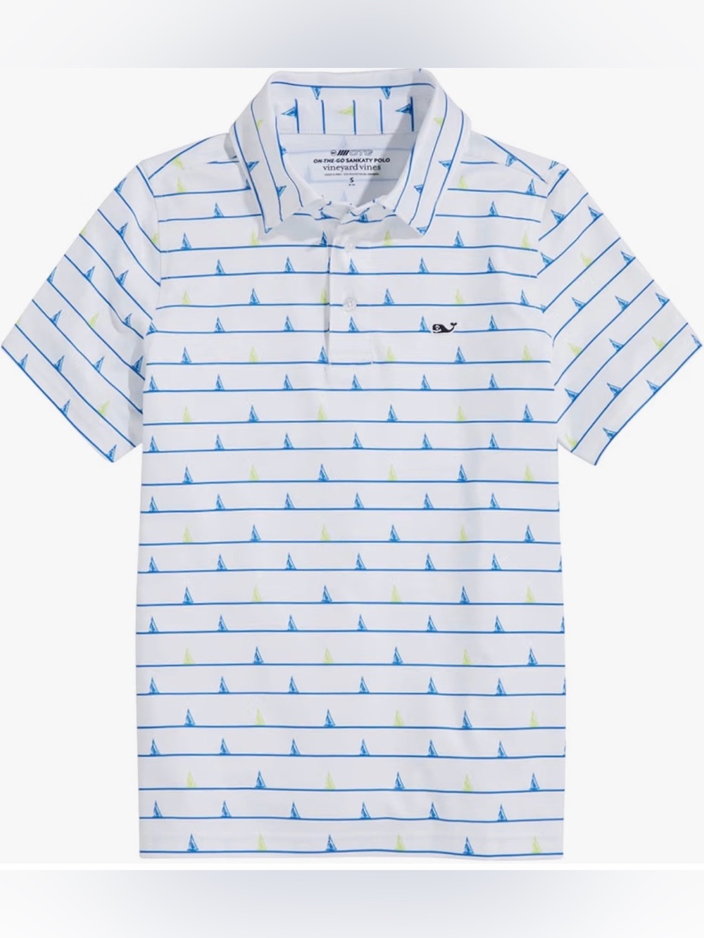 vineyard vines Boys Printed Sankaty Polo, Boat Stripe, XL (18) NWT